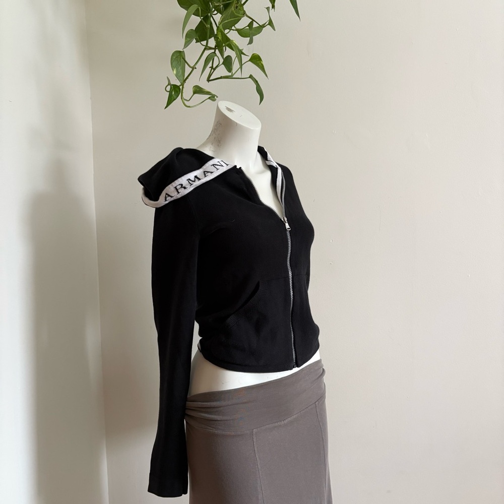 Vintage Armani Exchange Zip-Up Hoodie - Size S - Black